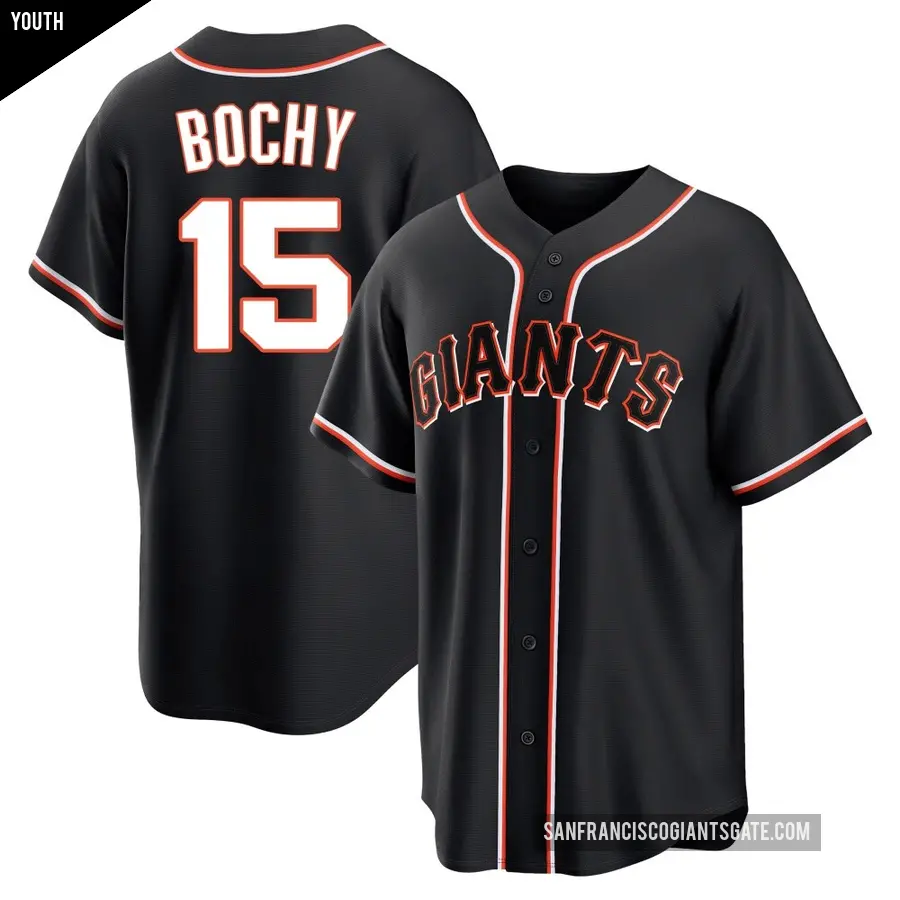 Youth San Francisco Giants ＃15 Bruce Bochy Replica Black Fashion Out Jersey