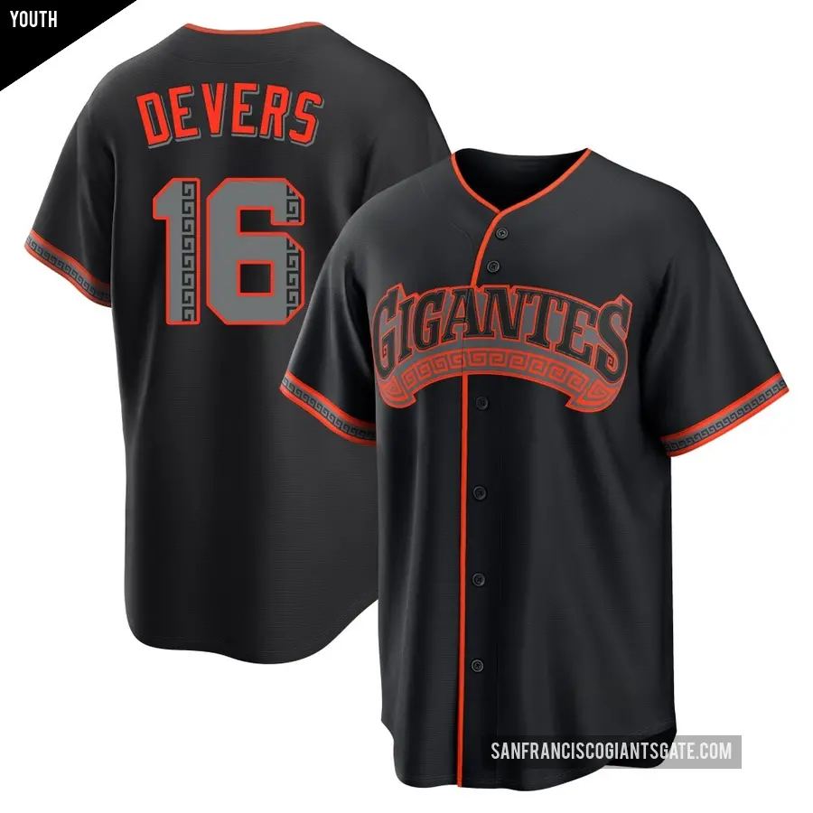 Youth San Francisco Giants ＃16 Rafael Devers Replica Black Alternate Jersey