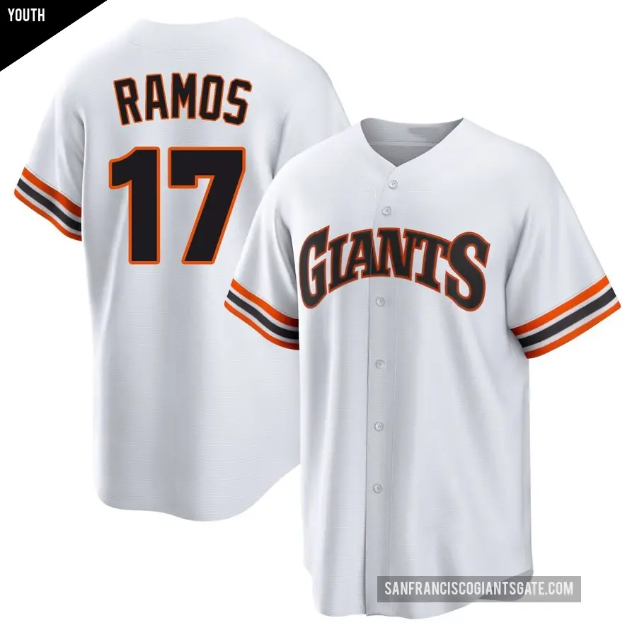 Youth San Francisco Giants ＃17 Heliot Ramos Limited White Throwback Cooperstown Collection Jersey