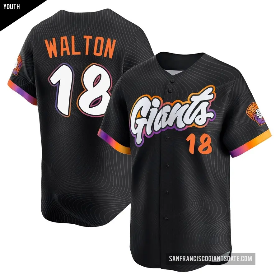 Youth San Francisco Giants ＃18 Donovan Walton Limited Anthracite 2025 City Connect Jersey