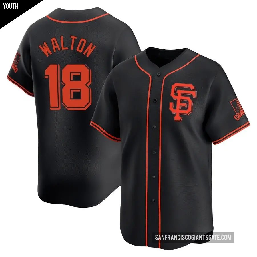 Youth San Francisco Giants ＃18 Donovan Walton Limited Black Alternate Jersey