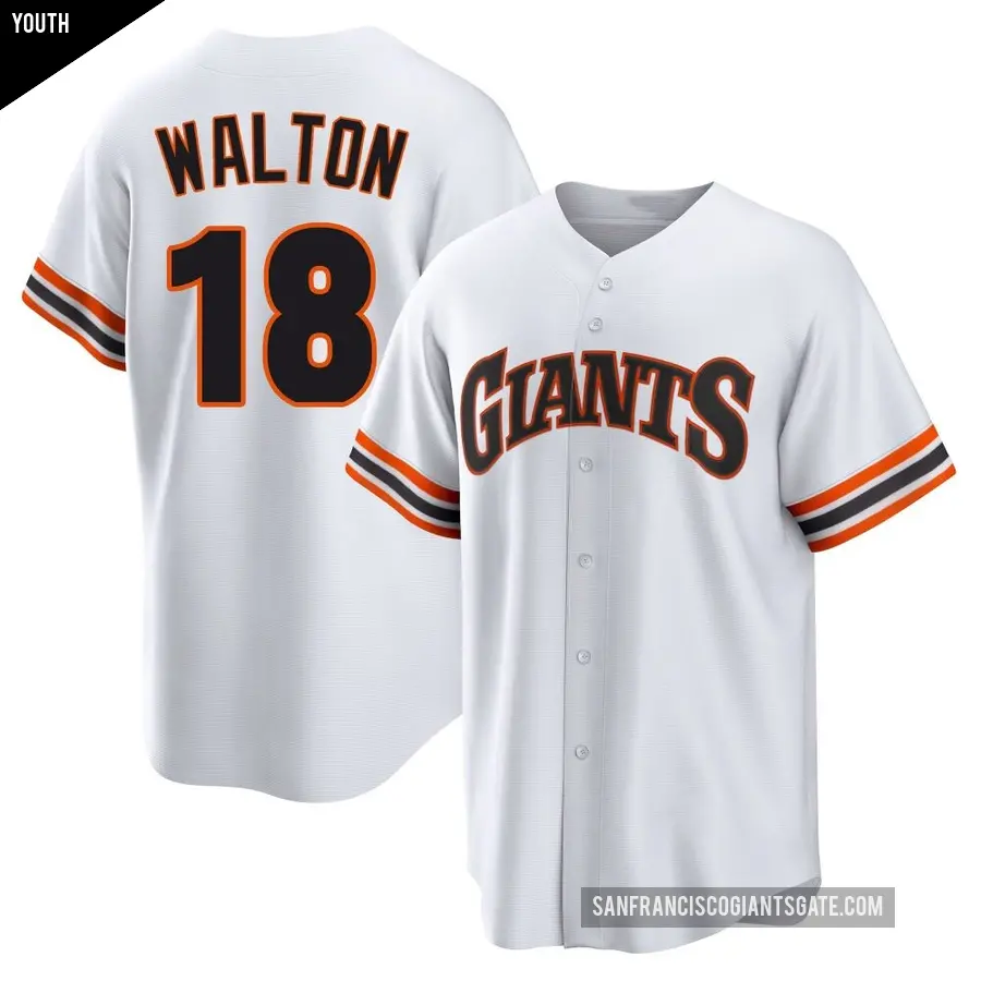 Youth San Francisco Giants ＃18 Donovan Walton Limited White Throwback Cooperstown Collection Jersey
