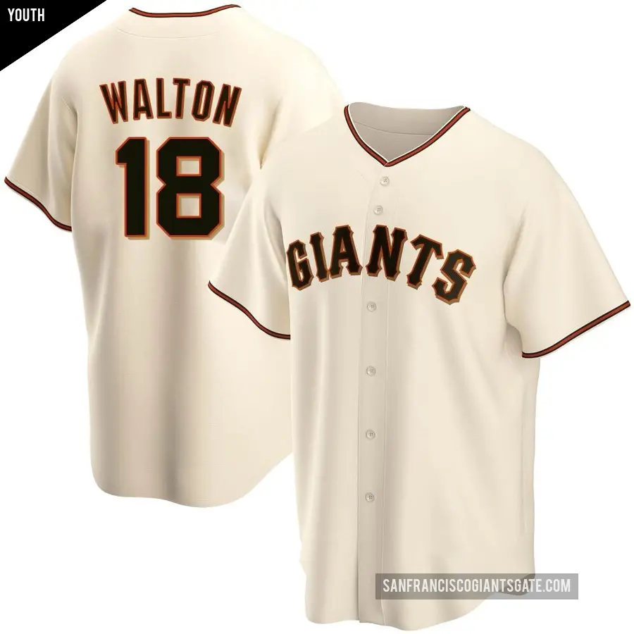 Youth San Francisco Giants ＃18 Donovan Walton Replica Cream Home Jersey