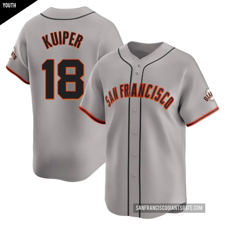 Youth San Francisco Giants ＃18 Duane Kuiper Limited Gray Away Jersey