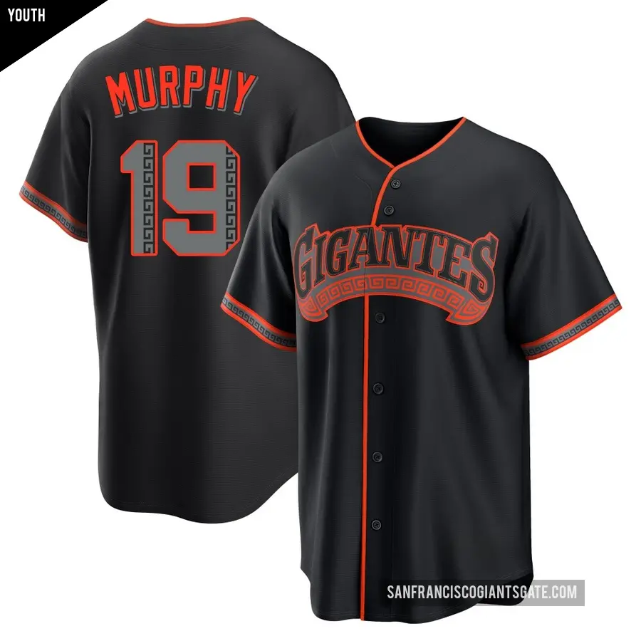 Youth San Francisco Giants ＃19 Tom Murphy Replica Black Alternate Jersey