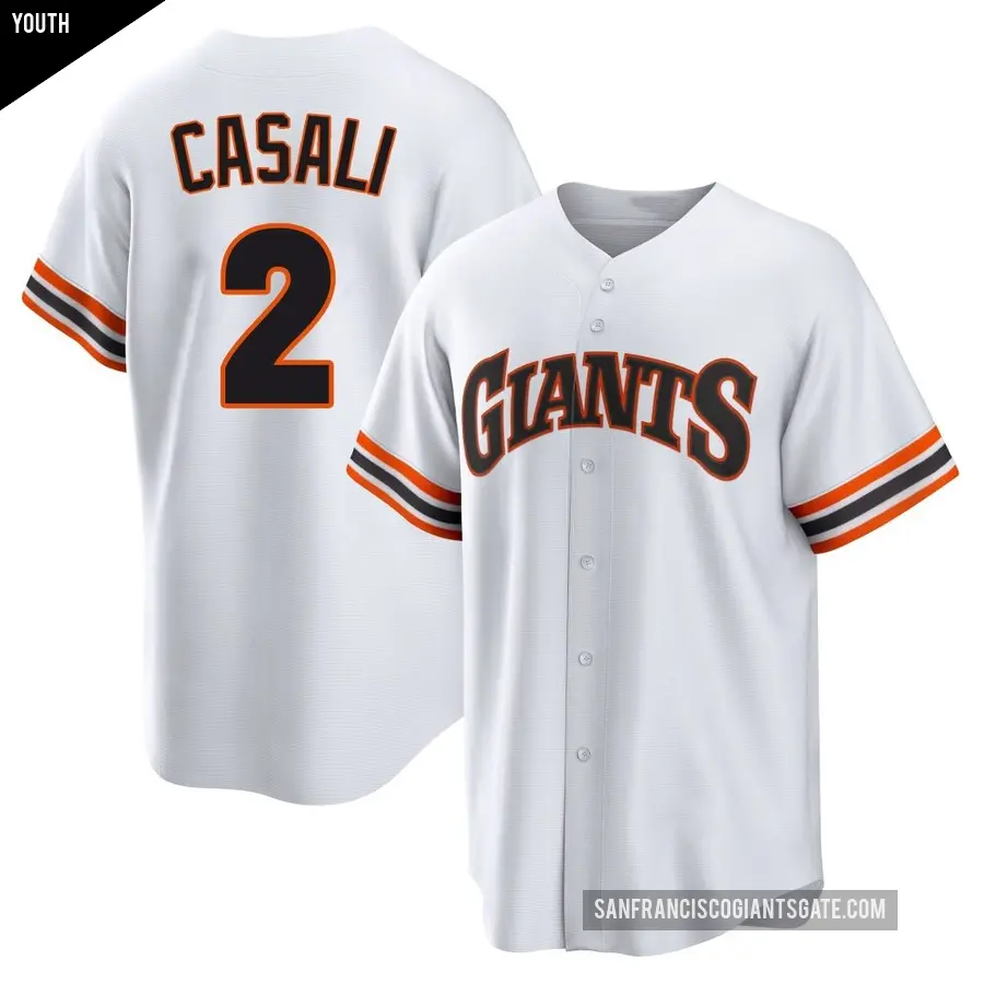 Youth San Francisco Giants ＃2 Curt Casali Limited White Throwback Cooperstown Collection Jersey