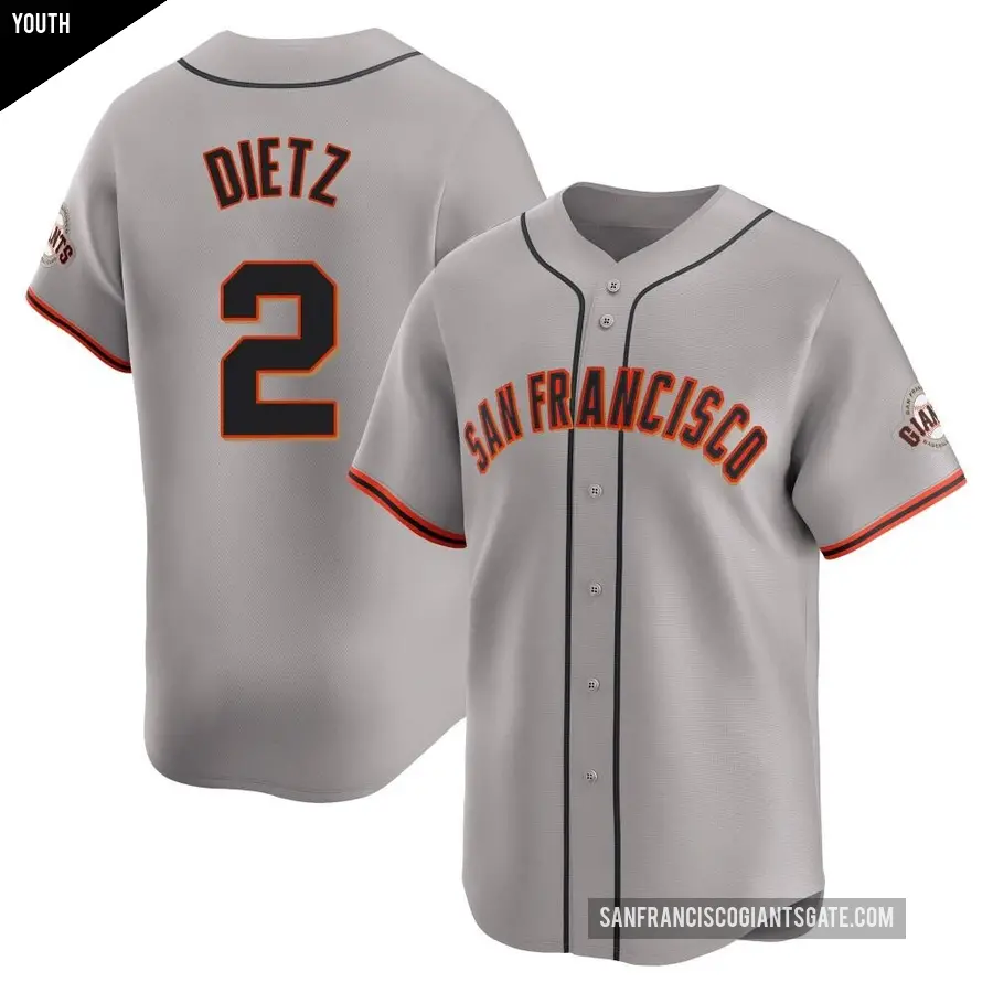 Youth San Francisco Giants ＃2 Dick Dietz Limited Gray Away Jersey