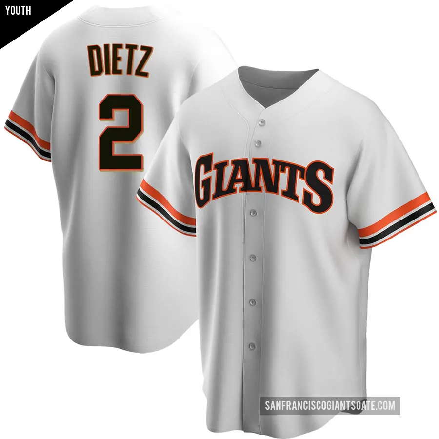 Youth San Francisco Giants ＃2 Dick Dietz Replica White Home Cooperstown Collection Jersey