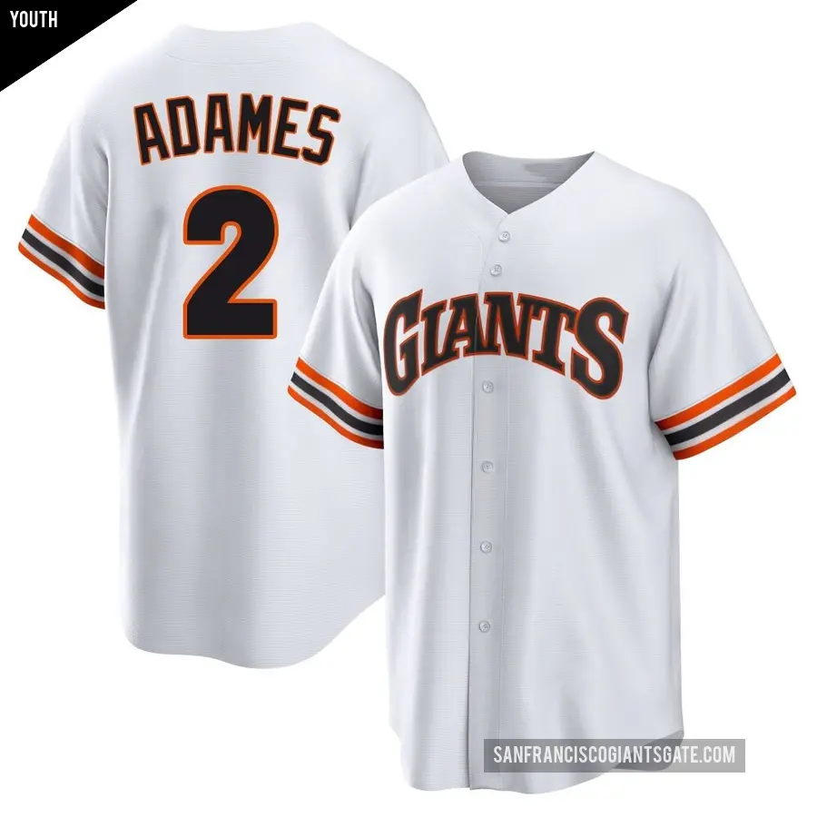 Youth San Francisco Giants ＃2 Willy Adames Limited White Throwback Cooperstown Collection Jersey