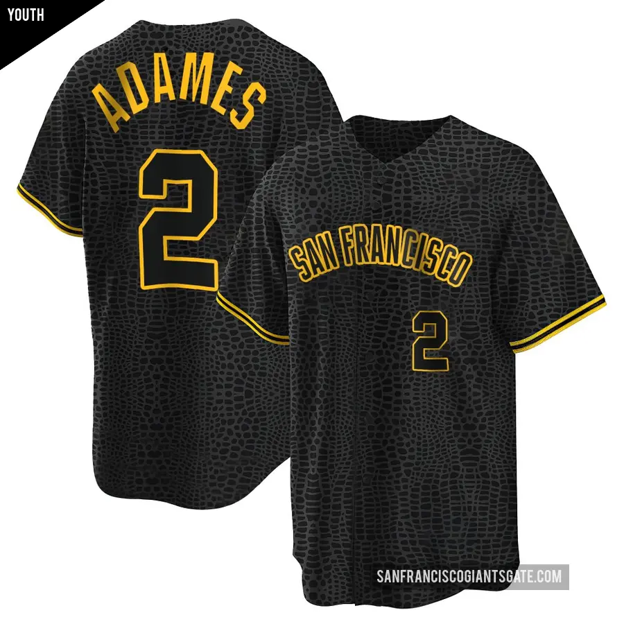 Youth San Francisco Giants ＃2 Willy Adames Replica Black Snake Skin City Jersey