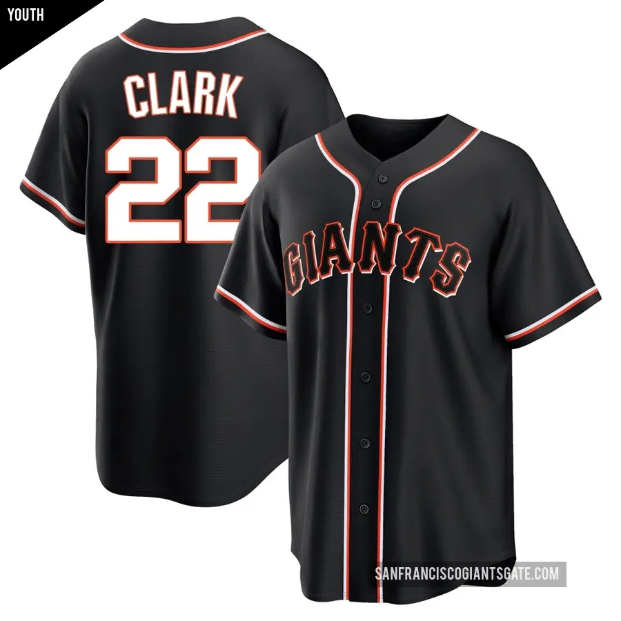 Youth San Francisco Giants ＃22 Will Clark Replica Black Fashion Out Jersey