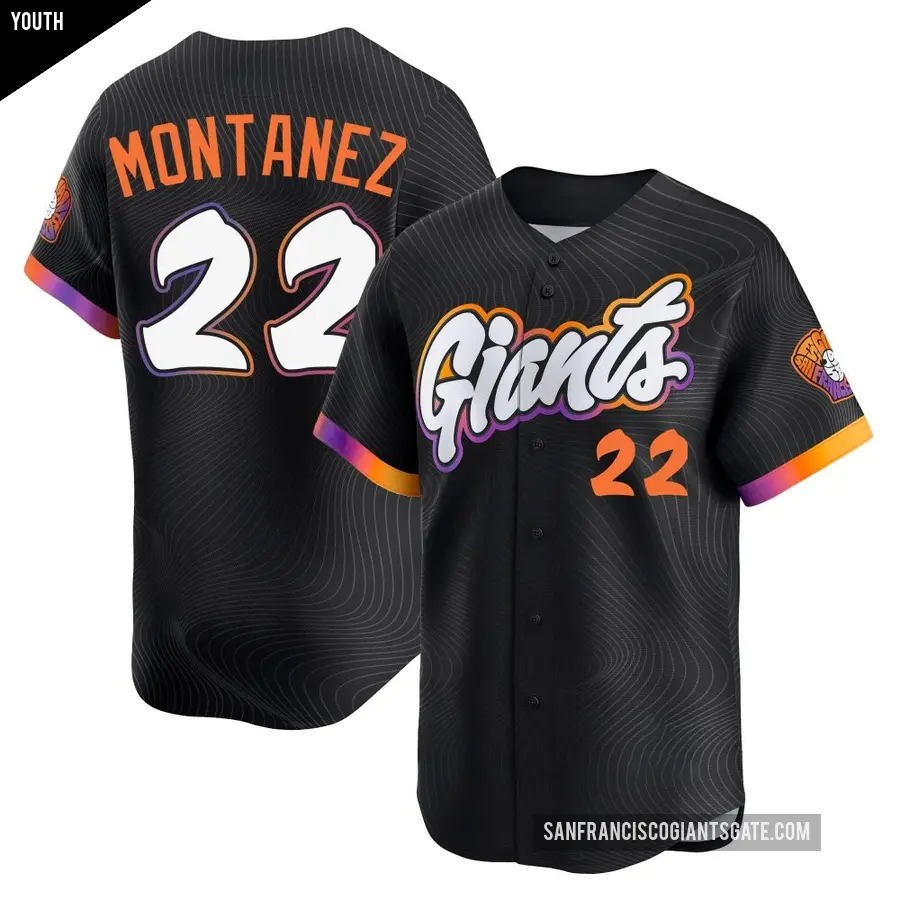 Youth San Francisco Giants ＃22 Willie Montanez Limited Anthracite 2025 City Connect Jersey