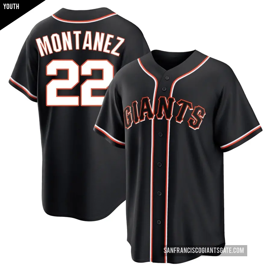 Youth San Francisco Giants ＃22 Willie Montanez Replica Black Fashion Out Jersey