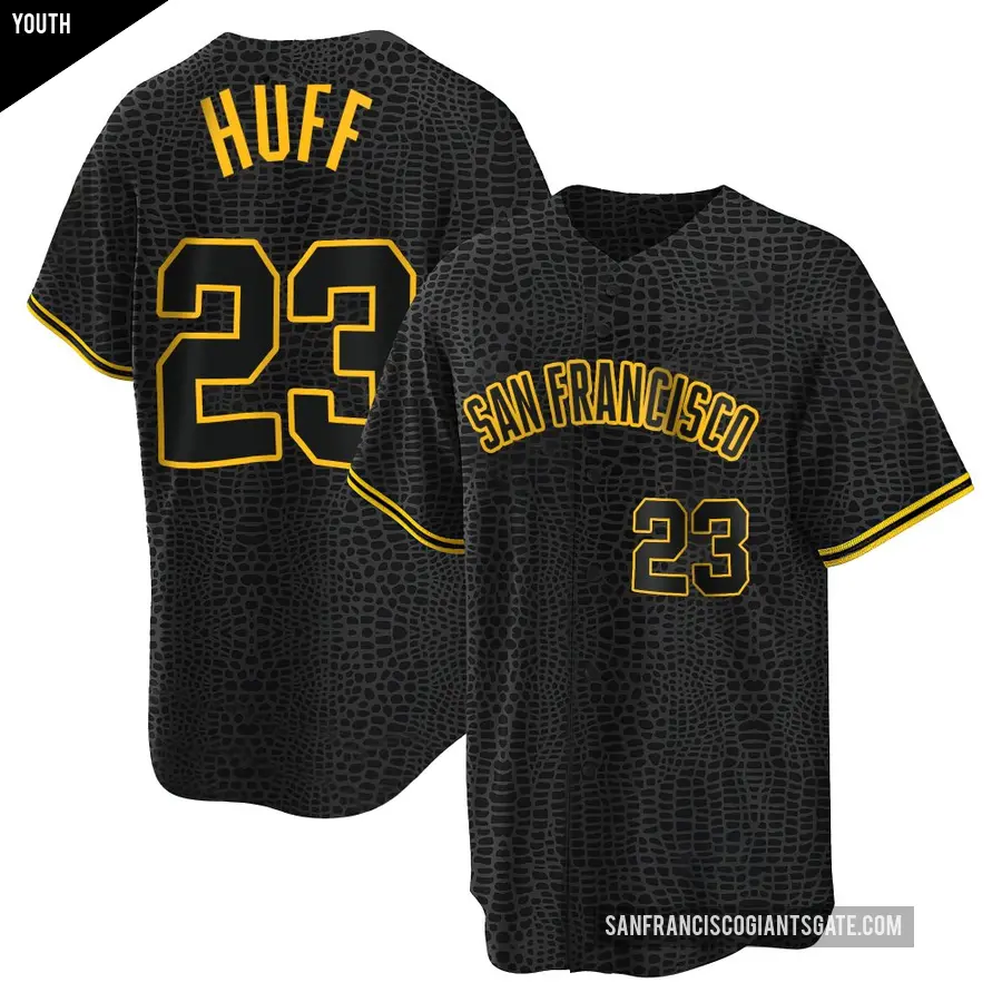 Youth San Francisco Giants ＃23 Sam Huff Replica Black Snake Skin City Jersey