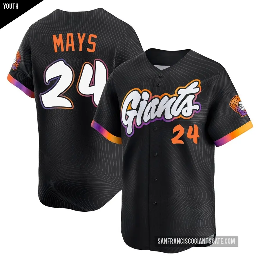 Youth San Francisco Giants ＃24 Willie Mays Limited Anthracite 2025 City Connect Jersey