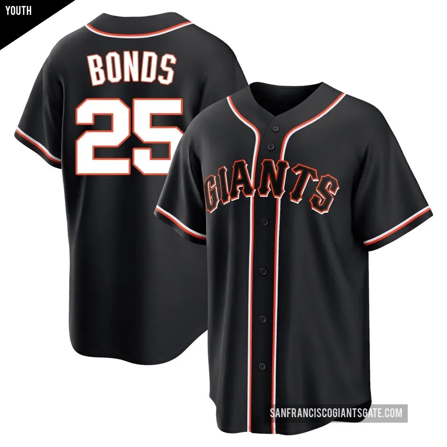 Youth San Francisco Giants ＃25 Bobby Bonds Replica Black Fashion Out Jersey