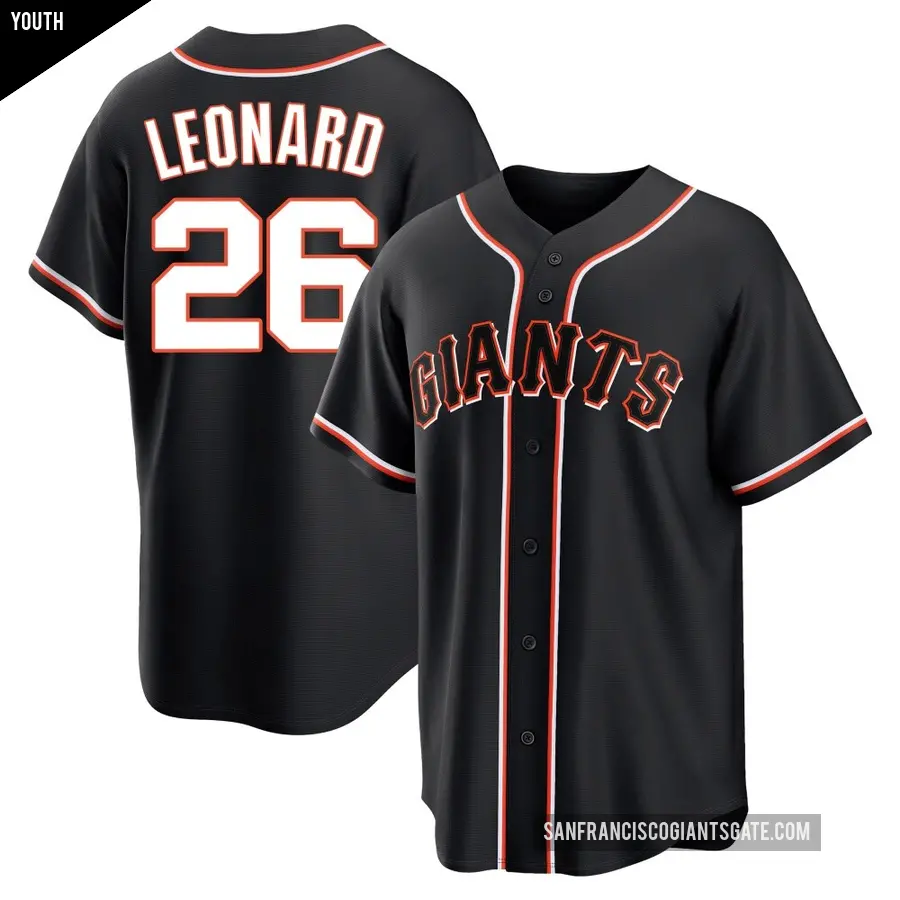 Youth San Francisco Giants ＃26 Jeffrey Leonard Replica Black Fashion Out Jersey