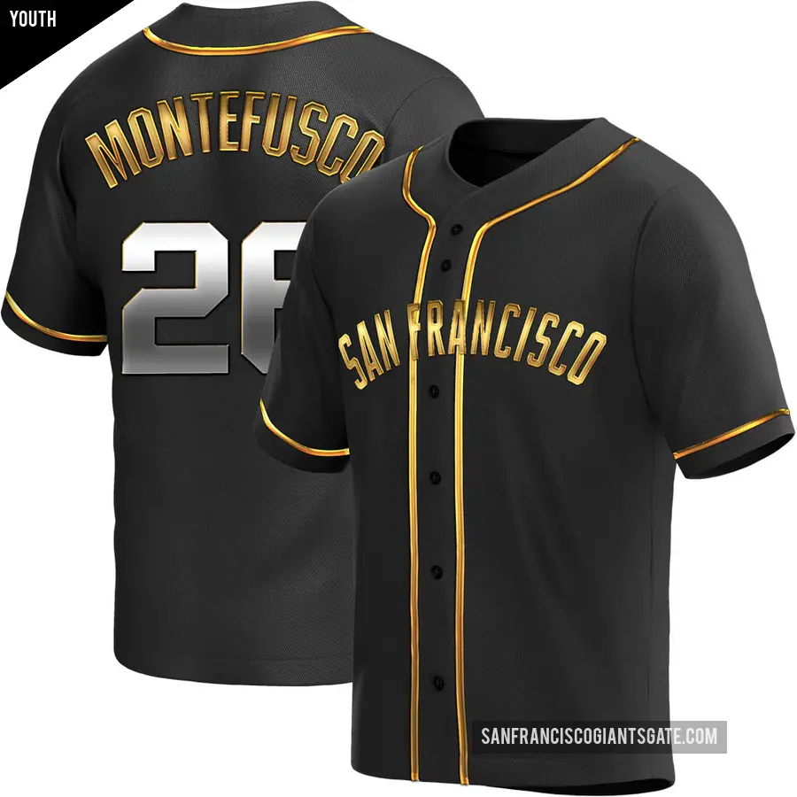Youth San Francisco Giants ＃26 John Montefusco Replica Gold Black en Alternate Jersey