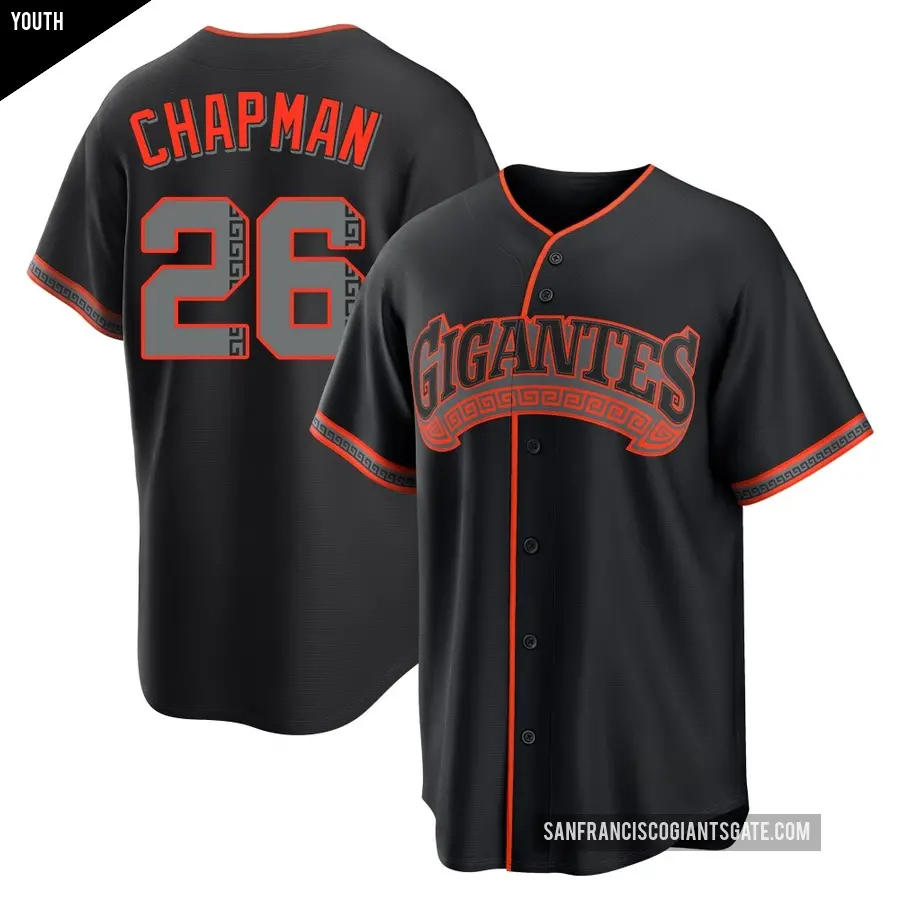 Youth San Francisco Giants ＃26 Matt Chapman Replica Black Alternate Jersey