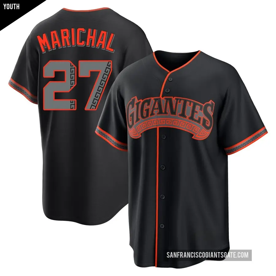 Youth San Francisco Giants ＃27 Juan Marichal Replica Black Alternate Jersey