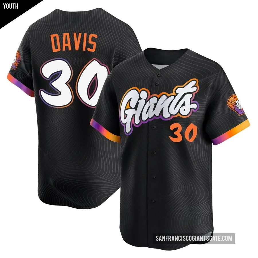 Youth San Francisco Giants ＃30 Chili Davis Limited Anthracite 2025 City Connect Jersey
