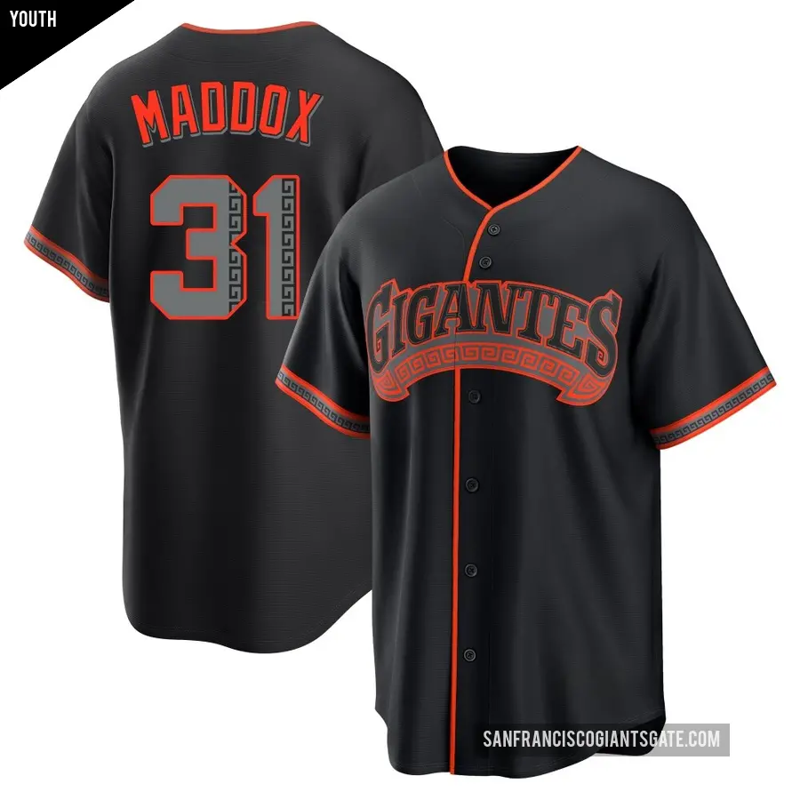 Youth San Francisco Giants ＃31 Garry Maddox Replica Black Alternate Jersey