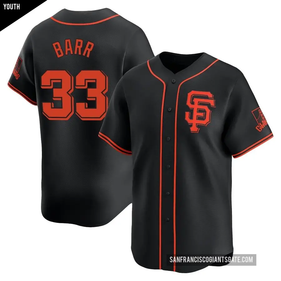 Youth San Francisco Giants ＃33 Jim Barr Limited Black Alternate Jersey