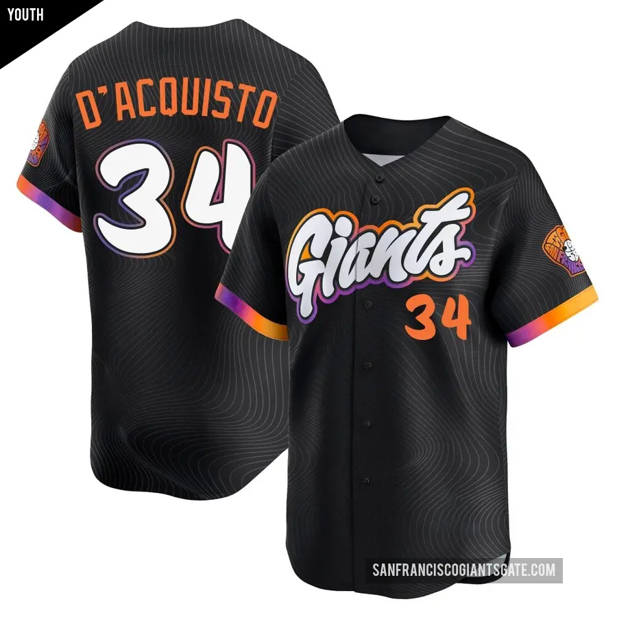 Youth San Francisco Giants ＃34 John D'acquisto Limited Anthracite 2025 City Connect Jersey