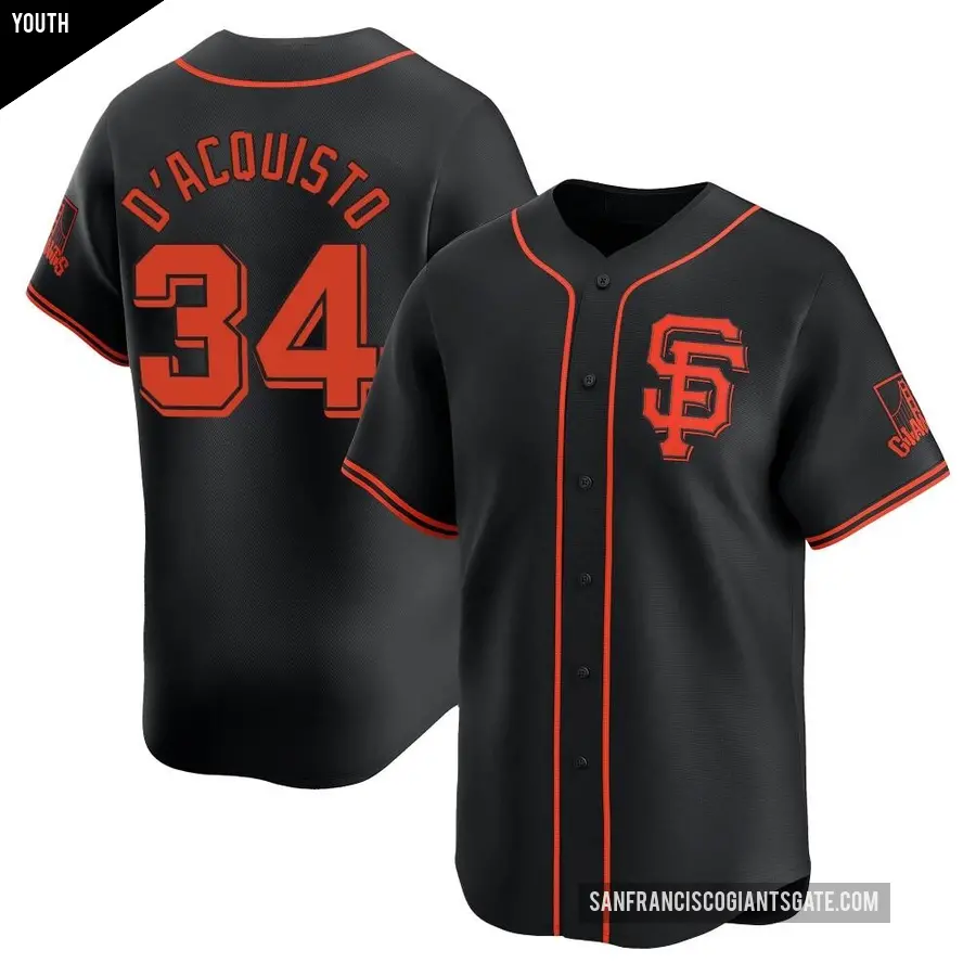 Youth San Francisco Giants ＃34 John D'acquisto Limited Black Alternate Jersey