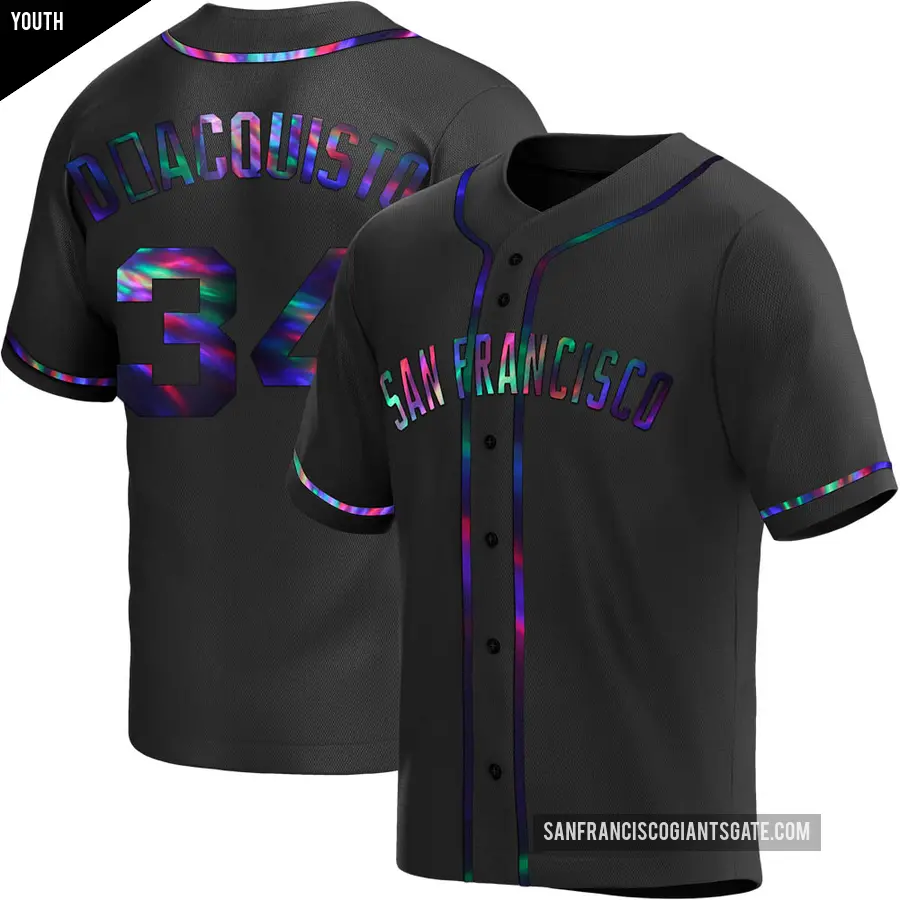 Youth San Francisco Giants ＃34 John D'acquisto Replica Black Holographic Alternate Jersey