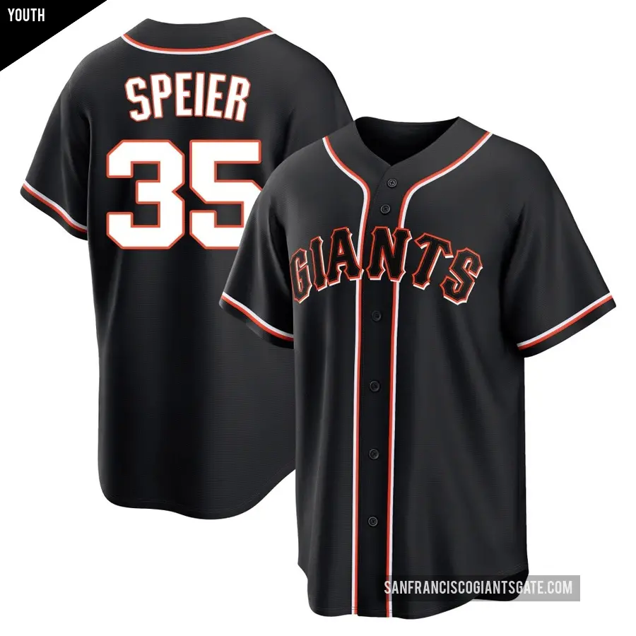 Youth San Francisco Giants ＃35 Chris Speier Replica Black Fashion Out Jersey