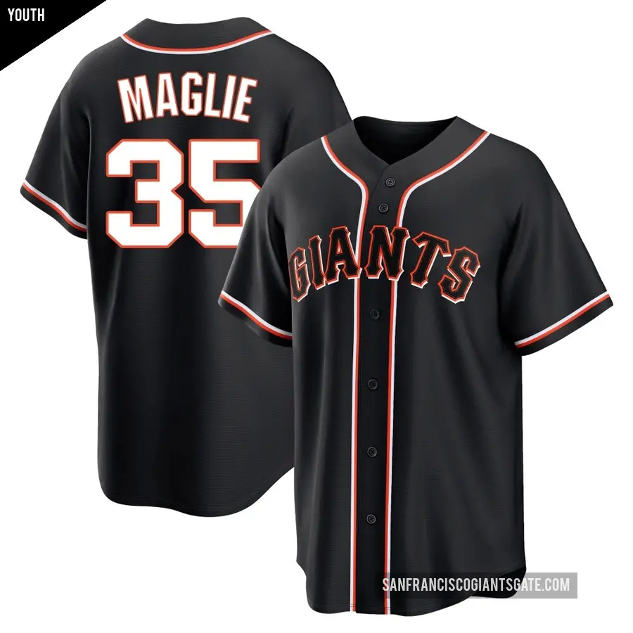 Youth San Francisco Giants ＃35 Sal Maglie Replica Black Fashion Out Jersey