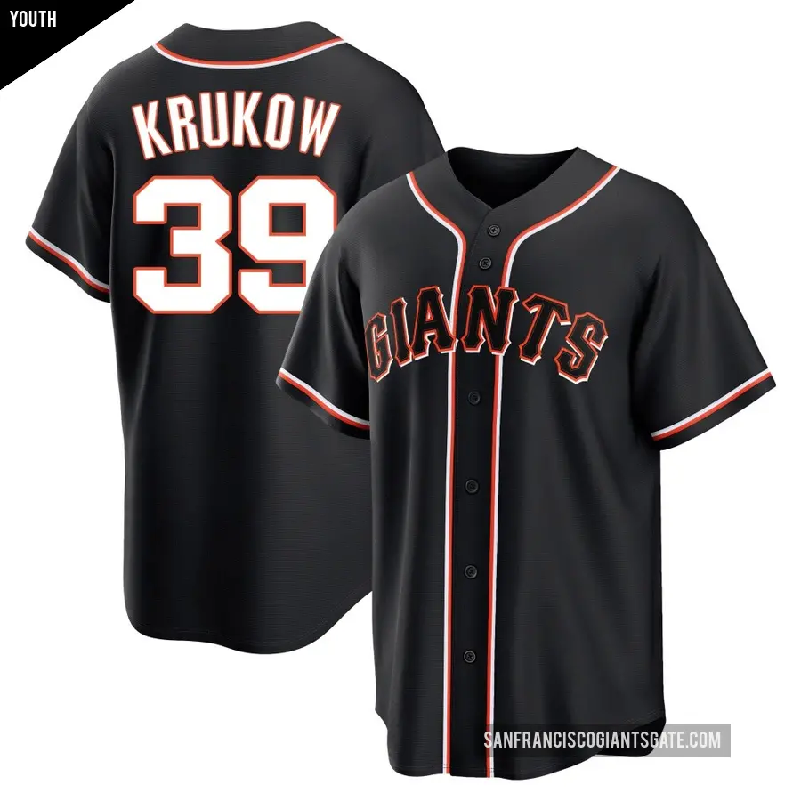 Youth San Francisco Giants ＃39 Mike Krukow Replica Black Fashion Out Jersey