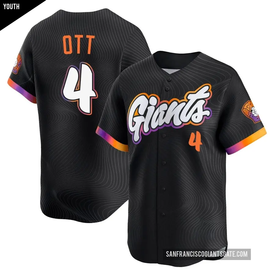 Youth San Francisco Giants ＃4 Mel Ott Limited Anthracite 2025 City Connect Jersey