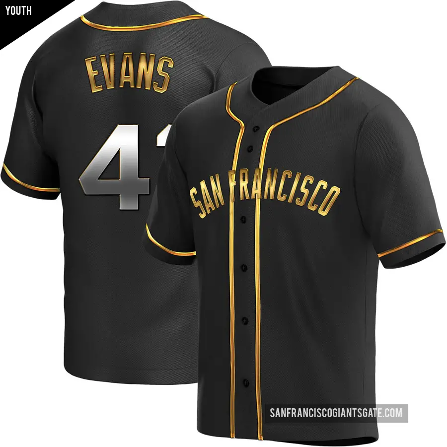 Youth San Francisco Giants ＃41 Darrell Evans Replica Gold Black en Alternate Jersey