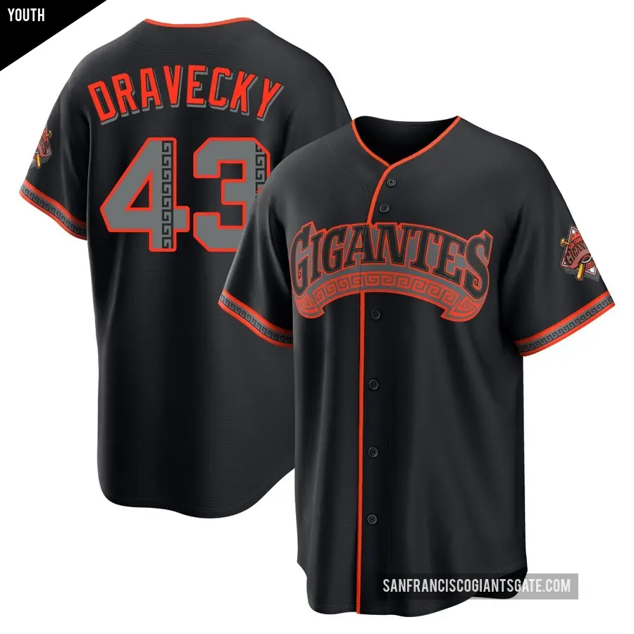 Youth San Francisco Giants ＃43 Dave Dravecky Limited Black Alternate Stadium Jersey