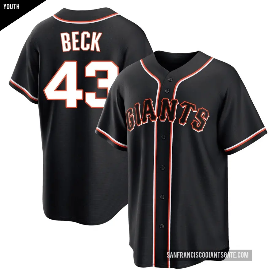Youth San Francisco Giants ＃43 Tristan Beck Replica Black Fashion Out Jersey