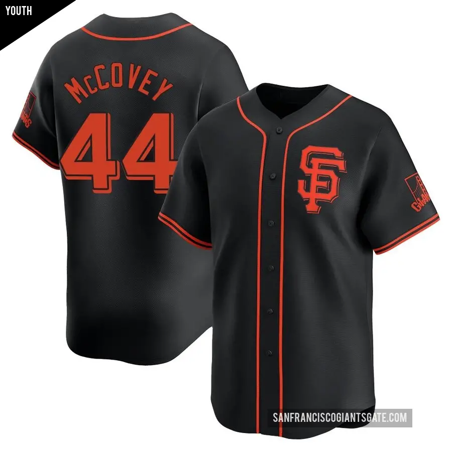 Youth San Francisco Giants ＃44 Willie McCovey Limited Black Alternate Jersey