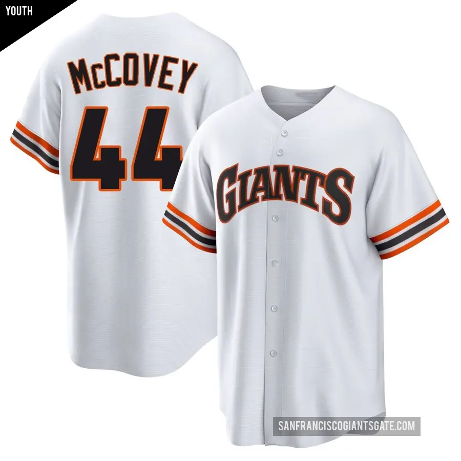 Youth San Francisco Giants ＃44 Willie McCovey Limited White Throwback Cooperstown Collection Jersey