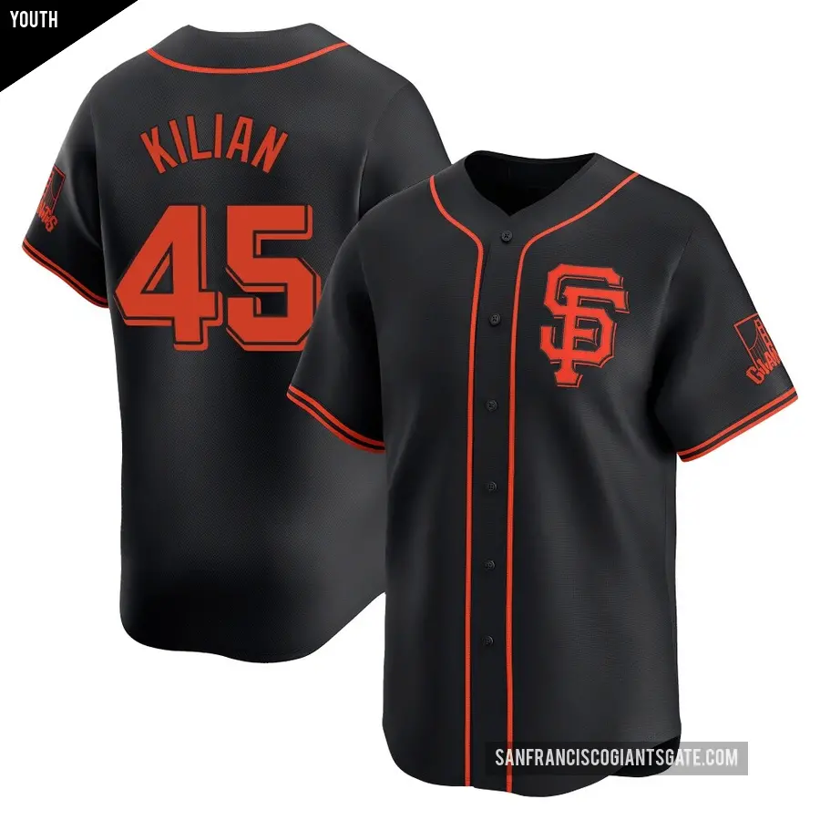 Youth San Francisco Giants ＃45 Caleb Kilian Limited Black Alternate Jersey