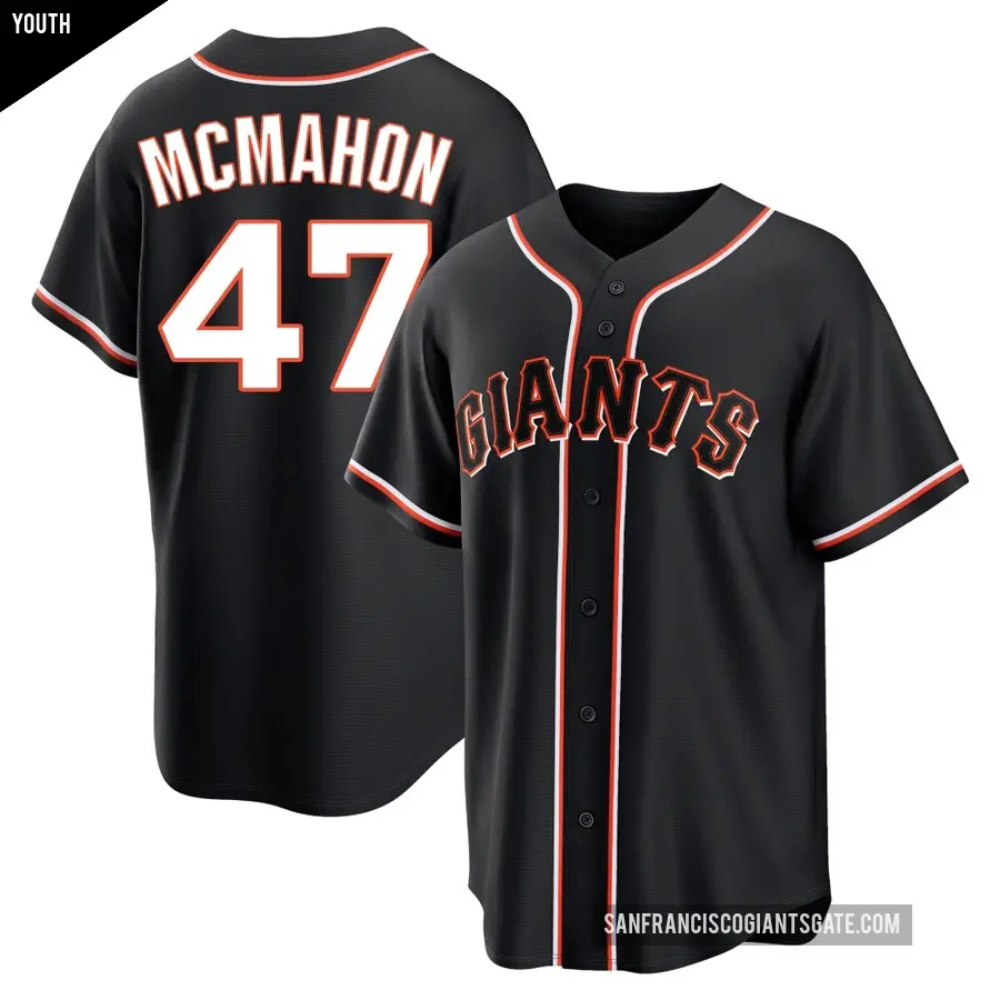 Youth San Francisco Giants ＃47 Don Mcmahon Replica Black Fashion Out Jersey