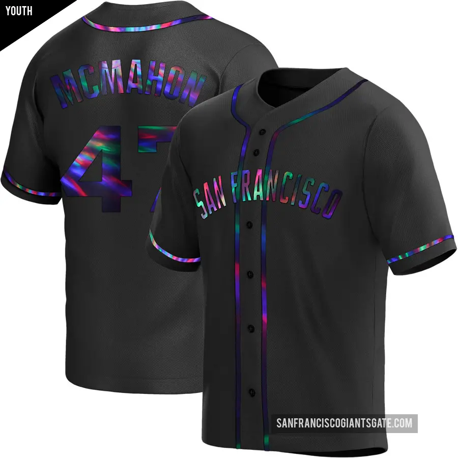 Youth San Francisco Giants ＃47 Don Mcmahon Replica Black Holographic Alternate Jersey