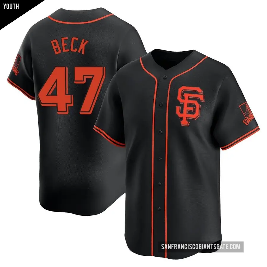 Youth San Francisco Giants ＃47 Rod Beck Limited Black Alternate Jersey
