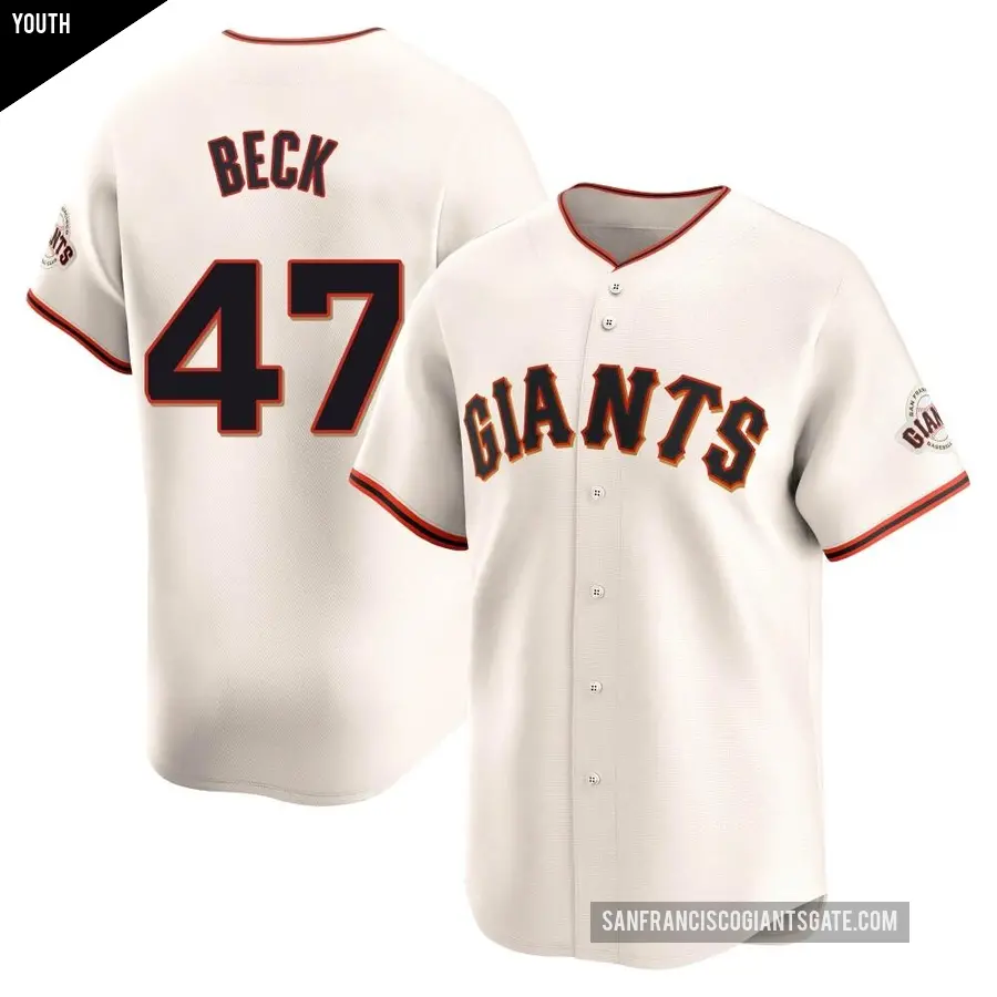 Youth San Francisco Giants ＃47 Rod Beck Limited Cream Home Jersey