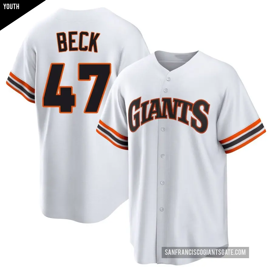Youth San Francisco Giants ＃47 Rod Beck Limited White Throwback Cooperstown Collection Jersey