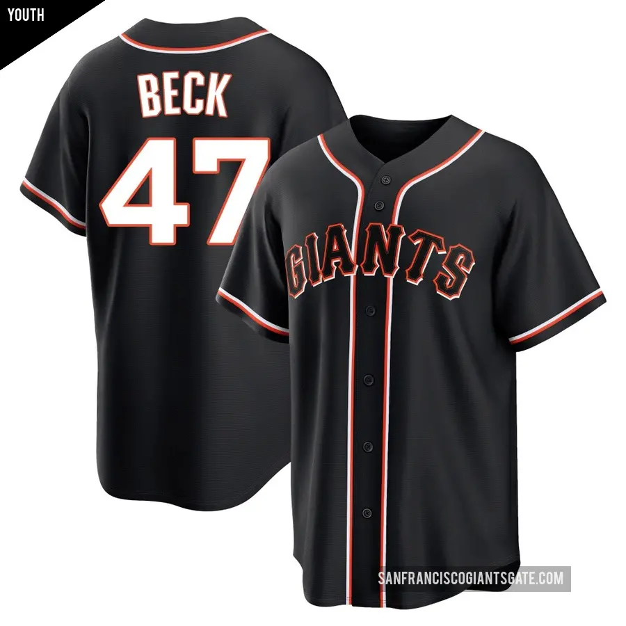 Youth San Francisco Giants ＃47 Rod Beck Replica Black Fashion Out Jersey