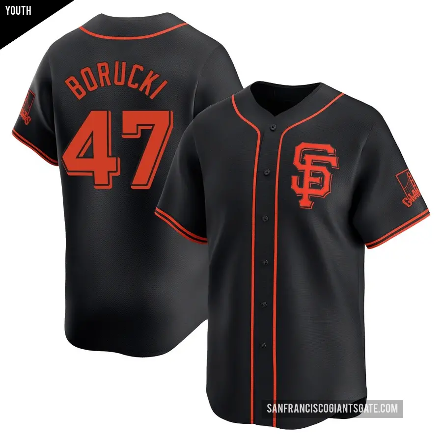 Youth San Francisco Giants ＃47 Ryan Borucki Limited Black Alternate Jersey