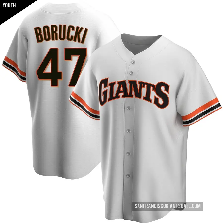 Youth San Francisco Giants ＃47 Ryan Borucki Replica White Home Cooperstown Collection Jersey