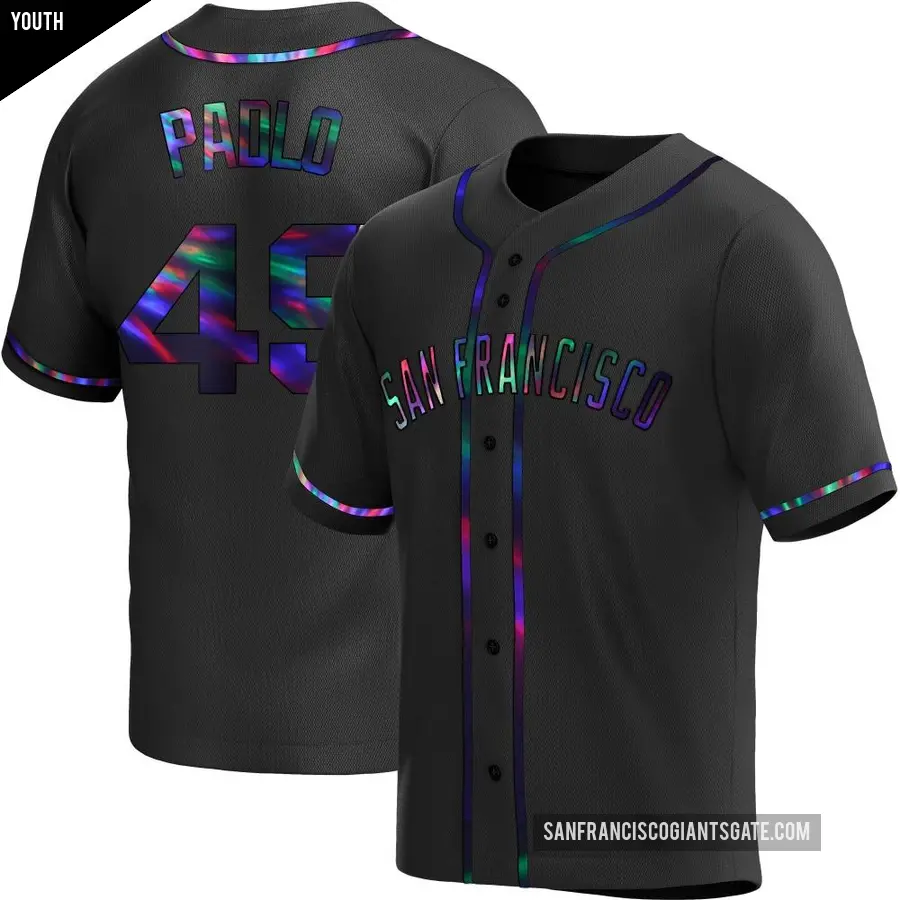 Youth San Francisco Giants ＃49 Kevin Padlo Replica Black Holographic Alternate Jersey