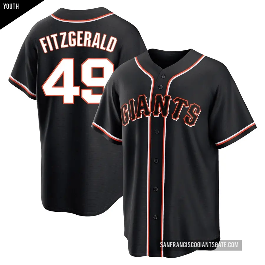 Youth San Francisco Giants ＃49 Tyler Fitzgerald Replica Black Fashion Out Jersey